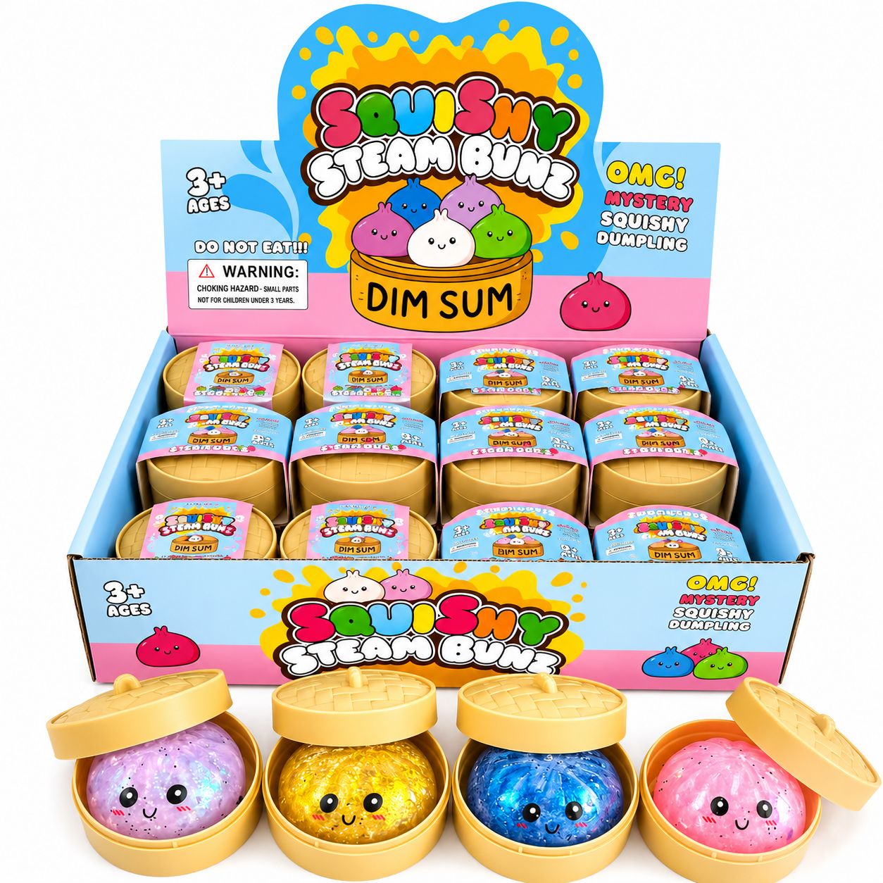 Glitter Sugar Maltose Squishy Bao Bun In Dumpling Case 5.5cm