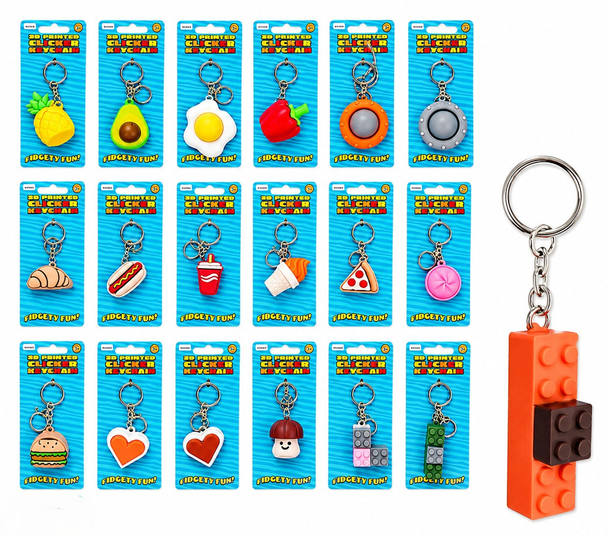 Large 3D Fidget Clicker Keychain