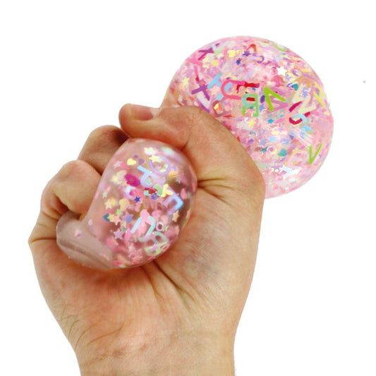 Alphabet Glitter Ball Super Squidge Stress Relief Toy