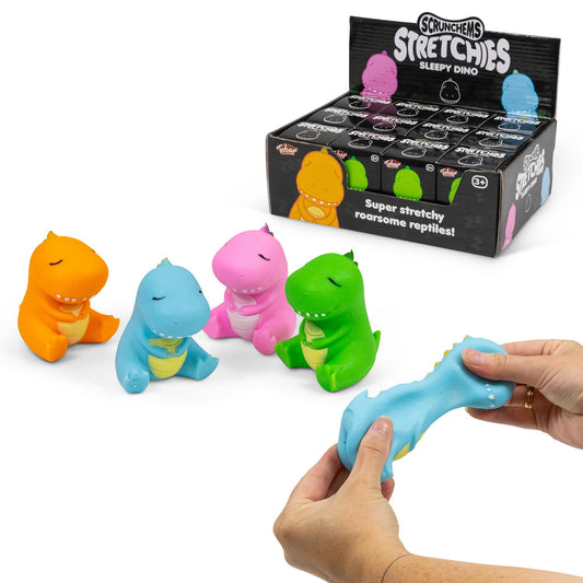 Scrunchems Stretchies Sleepy Dino - Sand Filled Fidget Sensory Novelty Toy for Stress Relief Autism ADHD Anxiety.